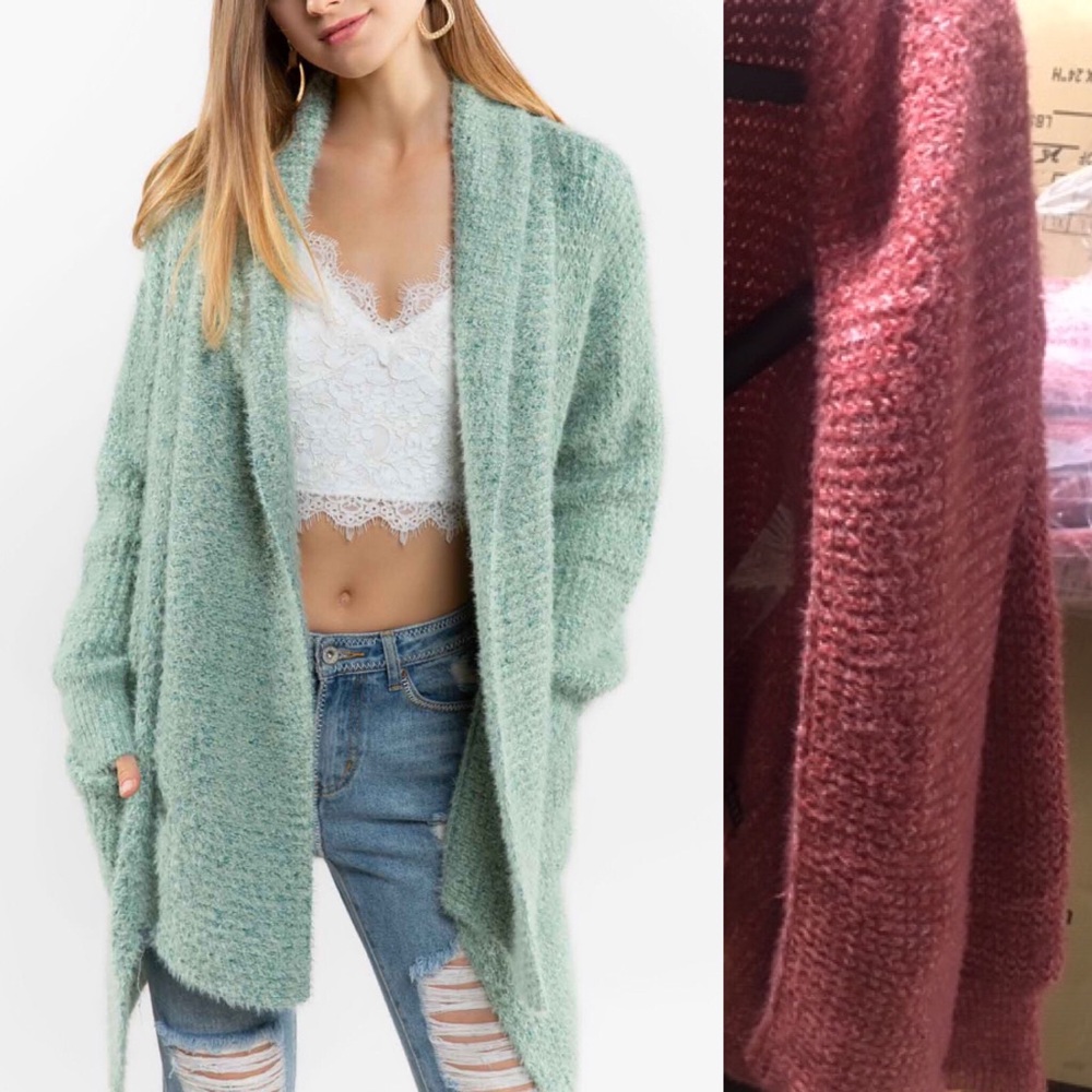 SOLD OUT ❄️🆕 Mint Fuzzy Cardigan - Picture 2 of 7